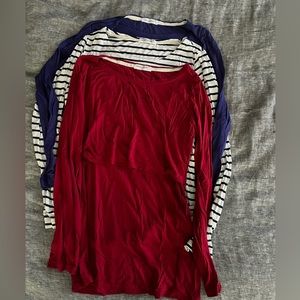 Set of 3 long sleeve nursing tops